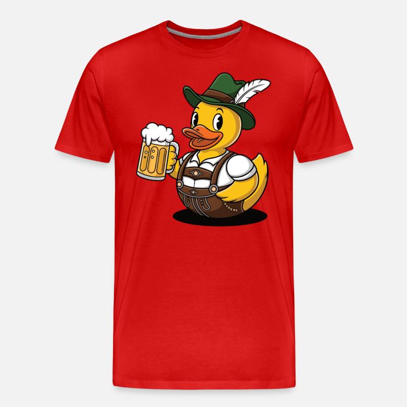 Gummiente Bayer mit Bier - Männer Premium Bio T-Shirt - Rot