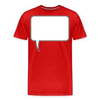 Conception rectangulaire de bulle de dialogue - T-shirt bio Premium Homme - rouge - Devant - Damien (186cm)