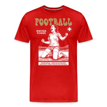 Swiss Fußballspielerin Shirt: Taktik und Timing - Männer Premium Bio T-Shirt - Rot - Vorne - Damien (186cm)