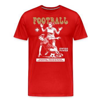 Kraft ohne Foul: Schweizer Frauenfußball Shirt - Männer Premium Bio T-Shirt - Rot - Vorne - Damien (186cm)
