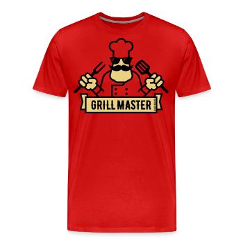 Grill Master (Grillen / Barbecue / BBQ / 2C) - Männer Premium Bio T-Shirt - Rot - Vorne - Damien (186cm)