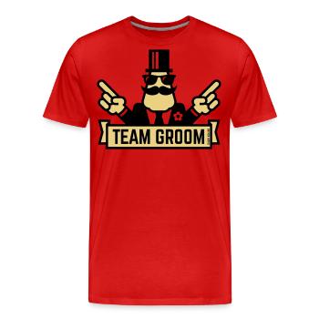 Team Groom (Pointing Stag Night Bachelor Party 2C) - Men's Premium Organic T-Shirt - red - Front - Damien (186cm)