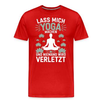 Lass mich Yoga machen und niemand wird verletzt - Männer Premium Bio T-Shirt - Rot - Vorne - Damien (186cm)