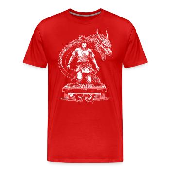Manga Shirt: Samurai-DJ im Bann des Drachen - Männer Premium Bio T-Shirt - Rot - Vorne - Damien (186cm)