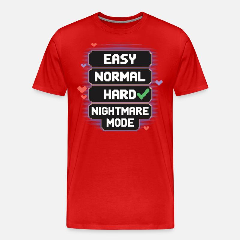 Select Difficulty: Life – Nightmare Mode 8Bit - Men's Premium Organic T-Shirt - red
