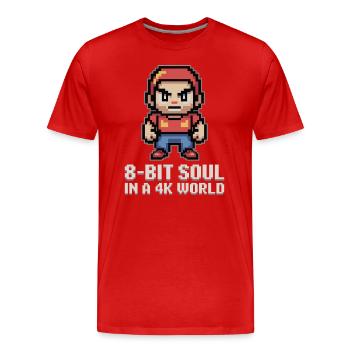 Soul 8 bits dans un monde 4K - T-shirt bio Premium Homme - rouge - Devant - Damien (186cm)