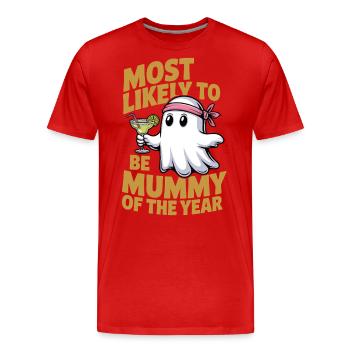 Most likely to be mummy of the year-Geist - Männer Premium Bio T-Shirt - Rot - Vorne - Damien (186cm)