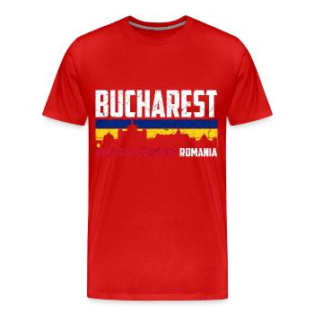 Bukarest Stadt Rumänien Flagge - Männer Premium Bio T-Shirt - Rot - Vorne - Damien (186cm)