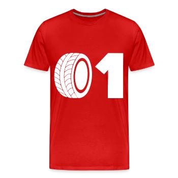 Motorsport Reifen Nummer 01 - Männer Premium Bio T-Shirt - Rot - Vorne - Damien (186cm)