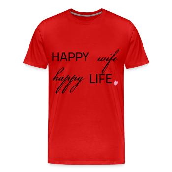 Femme heureuse, vie heureuse - T-shirt bio Premium Homme - rouge - Devant - Damien (186cm)