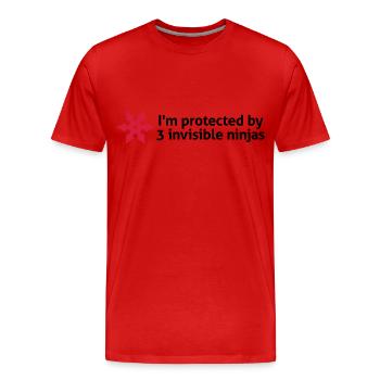 Je suis protégé par des ninjas invisibles! - T-shirt bio Premium Homme - rouge - Devant - Damien (186cm)