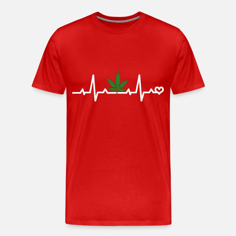 Cannabisblatt EKG - Männer Premium Bio T-Shirt - Rot