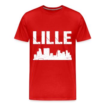 Lille Skyline Frankreich Stadt Lille - Männer Premium Bio T-Shirt - Rot - Vorne - Damien (186cm)