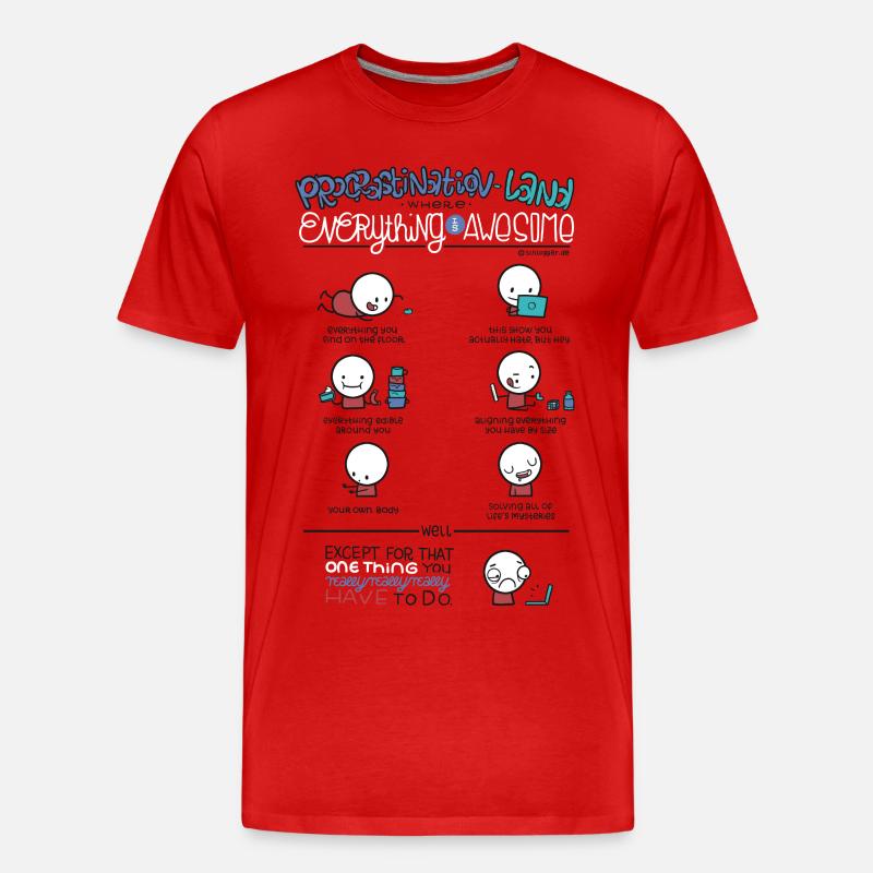 Prokrastination - Männer Premium Bio T-Shirt - Rot