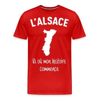 alsace-histoire - T-shirt bio Premium Homme - rouge - Devant - Damien (186cm)
