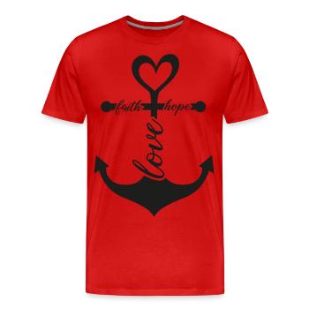 Glaube Liebe Hoffnung - Männer Premium Bio T-Shirt - Rot - Vorne - Damien (186cm)