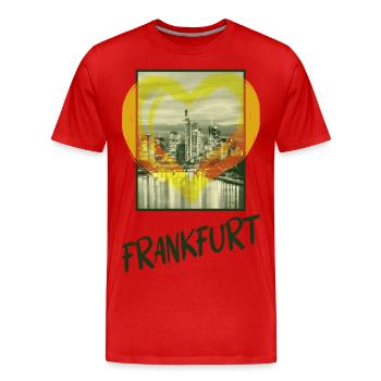 Frankfurt Germany City Skyline Heart Love - Men's Premium Organic T-Shirt - red - Front - Damien (186cm)
