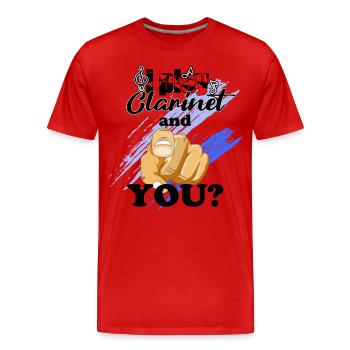 Clarinet i play Clarinet Cool - Men's Premium Organic T-Shirt - red - Front - Damien (186cm)