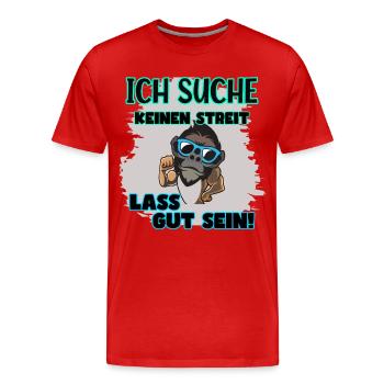 Affe Sonnenbrille Muskeln kein Streit Frieden - Männer Premium Bio T-Shirt - Rot - Vorne - Damien (186cm)