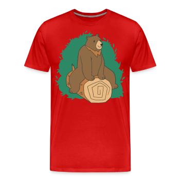 Brown Bear Tree Bear Motif for Brown Bears Team and - Men's Premium Organic T-Shirt - red - Front - Damien (186cm)