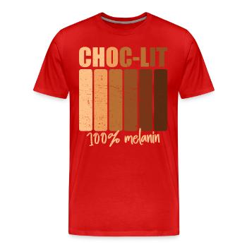 Choc-lit Melanin Melanated Unapologetic Juneteenth - T-shirt bio Premium Homme - rouge - Devant - Damien (186cm)