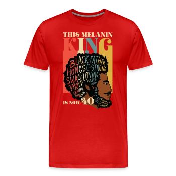 This Melanin King is Now 40 Juneteenth 40th - Men's Premium Organic T-Shirt - red - Front - Damien (186cm)