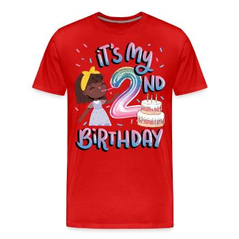It's my 2nd birthday Melanin Kid Juneteenth - Men's Premium Organic T-Shirt - red - Front - Damien (186cm)