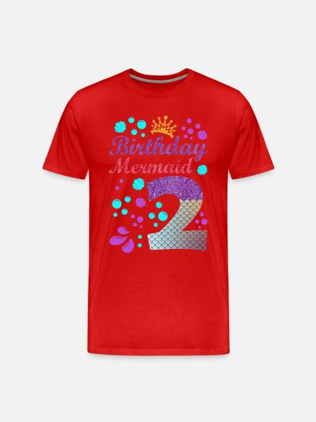 Birthday Mermaid 2 Shell Summer Vibe 2nd - Maglietta ecologica premium da uomo - rosso