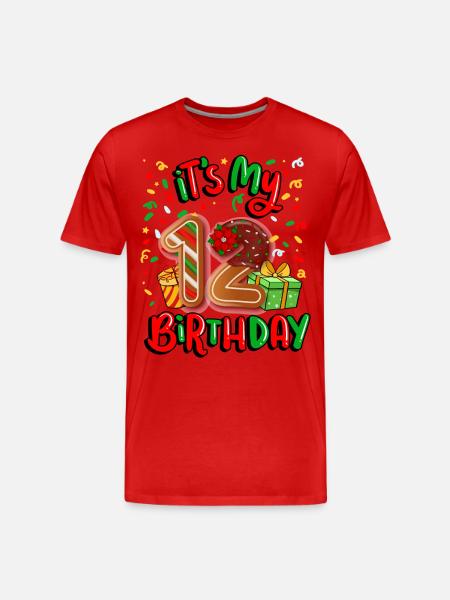 It's my 12 birthday Christmas present 12. - Men's Premium Organic T-Shirt - red