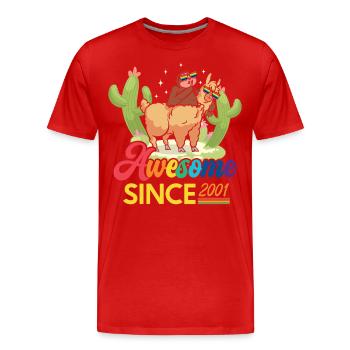 Awesome Since 2001 Year of birth sheep anniversary - Men's Premium Organic T-Shirt - red - Front - Damien (186cm)