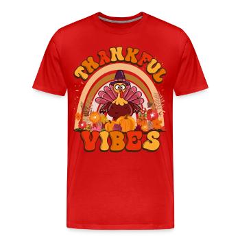 Thankful Vibes Thanksgiving Türkei Urlaub Blumen - Männer Premium Bio T-Shirt - Rot - Vorne - Damien (186cm)