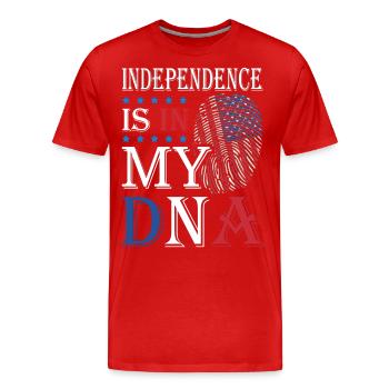 L’indépendance est dans mon ADN 4 juillet - T-shirt bio Premium Homme - rouge - Devant - Damien (186cm)