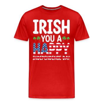 Irish You A Happy Independence Day Amerikanische - Männer Premium Bio T-Shirt - Rot - Vorne - Damien (186cm)