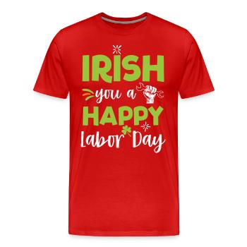 Irlandais Vous Joyeux Fête du Travail Trèfle Vert - T-shirt bio Premium Homme - rouge - Devant - Damien (186cm)