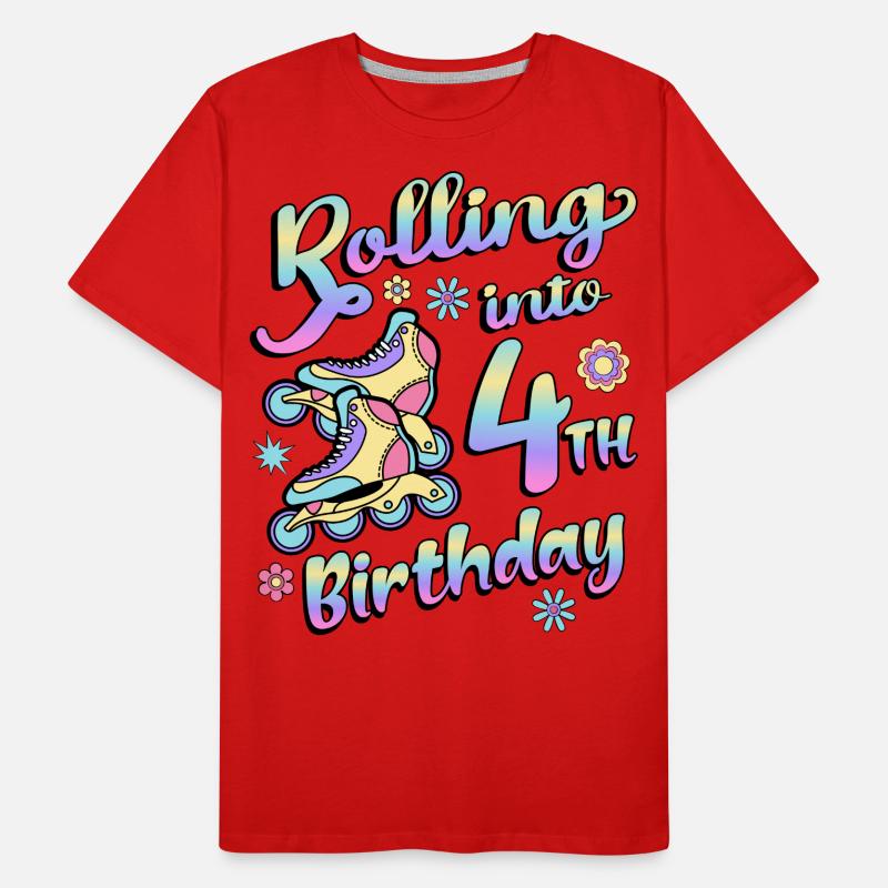 Rolling Into 4. Geburtstag Roller Skater Inline Männer Premium Bio T-Shirt
