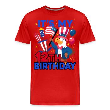 C’est mon 12ème anniversaire Firecracker Kid 4ème Of - T-shirt bio Premium Homme - rouge - Devant - Damien (186cm)