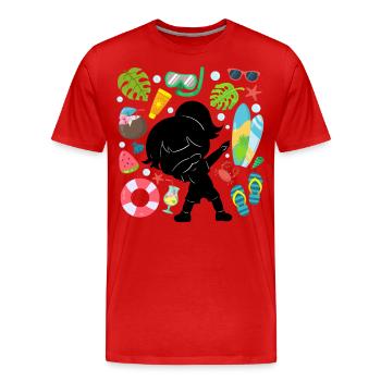 Silhouette Dabbing Girl Summer Time Beach Style - Men's Premium Organic T-Shirt - red - Front - Damien (186cm)