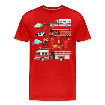 Pompier Pompier Pompier Sauveteur Pompier - T-shirt bio Premium Homme - rouge - Devant - Damien (186cm)