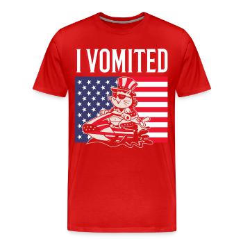 I vomited jet ski cat choice parody 4. - Men's Premium Organic T-Shirt - red - Front - Damien (186cm)
