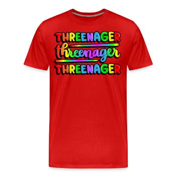 Threenager Kid 3. Geburtstag Regenbogen Spektrum - Männer Premium Bio T-Shirt - Rot - Vorne - Damien (186cm)