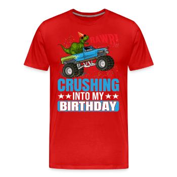 Rawr! Écraser dans mon | d’anniversaire Chemise d’anniversaire | - T-shirt bio Premium Homme - rouge - Devant - Damien (186cm)