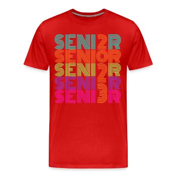 Retro Vintage Neon Senior 2023 | Senior High Gift - Männer Premium Bio T-Shirt - Rot - Vorne - Damien (186cm)