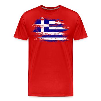 Griechenland Flagge used - Männer Premium Bio T-Shirt - Rot - Vorne - Damien (186cm)