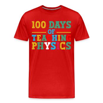 100 days of physics lessons - Men's Premium Organic T-Shirt - red - Front - Damien (186cm)