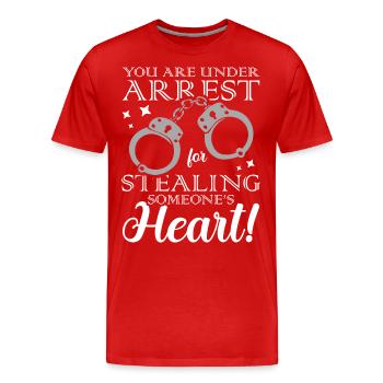 You are arrested for theft of the - Men's Premium Organic T-Shirt - red - Front - Damien (186cm)