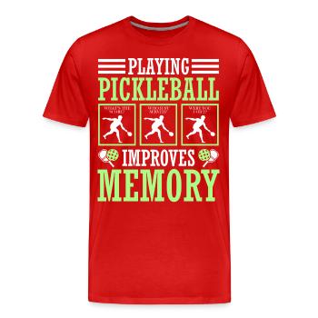 Le jeu de pickleball améliore la mémoire - T-shirt bio Premium Homme - rouge - Devant - Damien (186cm)