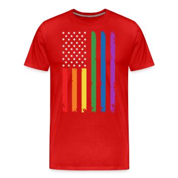 Amerikanischer Lgbtq-stolz Regenbogenfahne - Männer Premium Bio T-Shirt - Rot - Vorne - Damien (186cm)