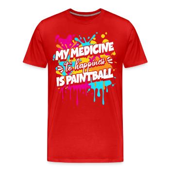 My medicine for happiness is paintball - Men's Premium Organic T-Shirt - red - Front - Damien (186cm)