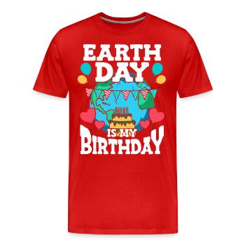 Le Jour de la Terre est ma fête d’anniversaire - T-shirt bio Premium Homme - rouge - Devant - Damien (186cm)