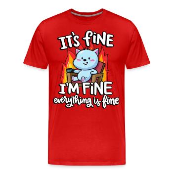 Es Geht Mir Gut Alles Ist Gut Mollige Lustige - Männer Premium Bio T-Shirt - Rot - Vorne - Damien (186cm)